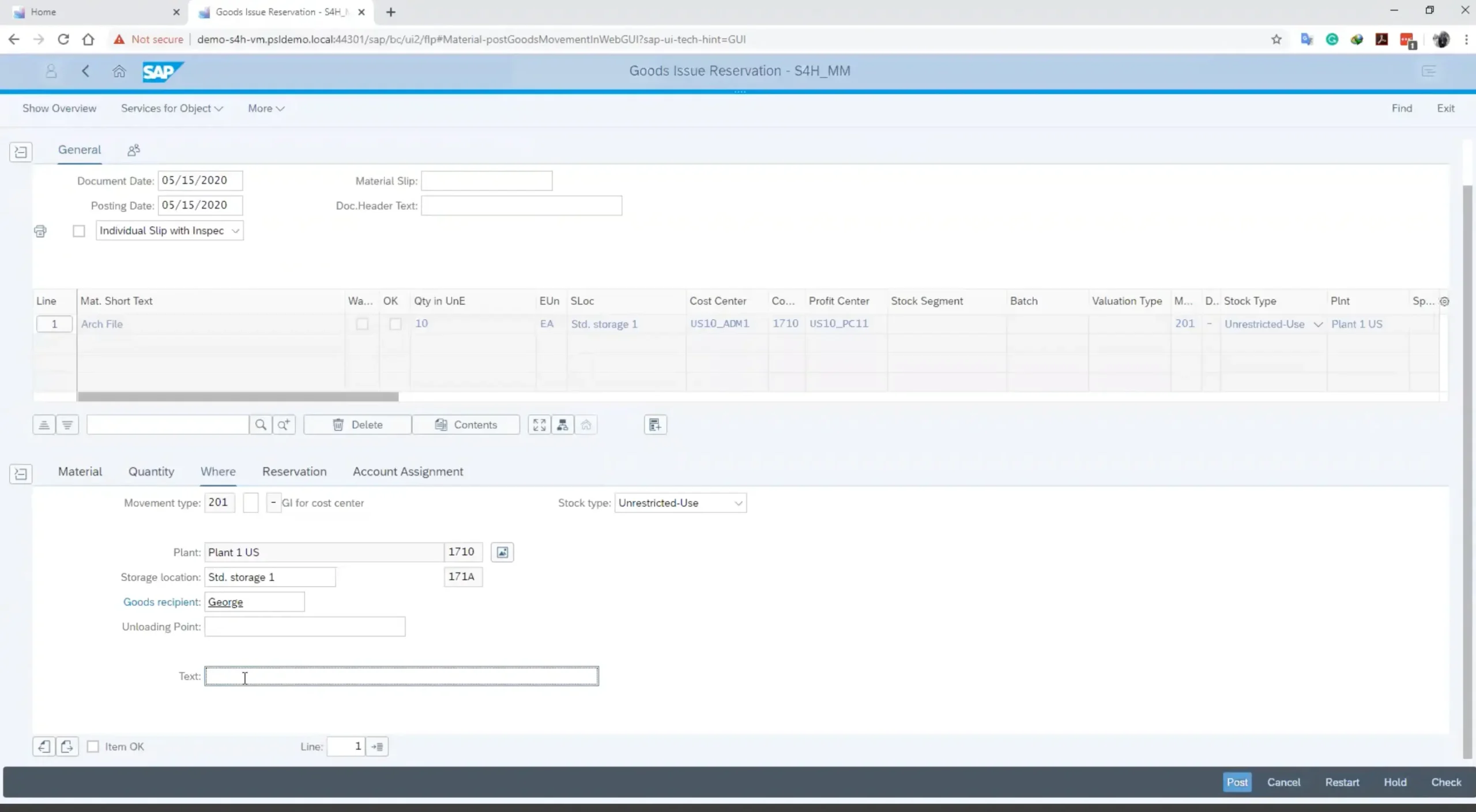 Dashboard Inventory SAP