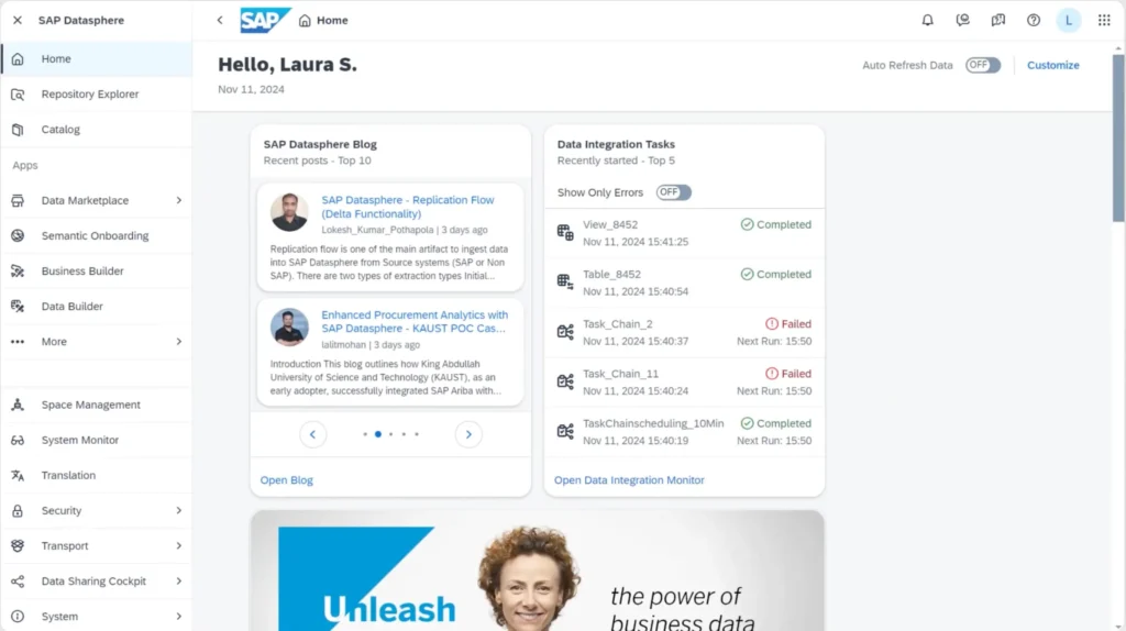 dashboard sap datasphere