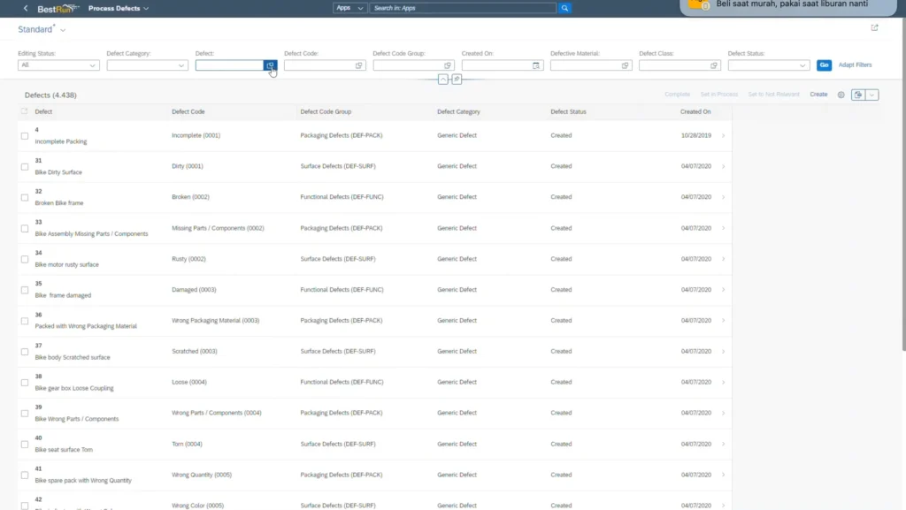 contoh dashboard lean manufacturing sap